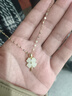 Qlady和田玉四葉草銀項鏈女輕奢高端銀飾玉石吊墜鎖骨鏈生日禮物送老婆 曬單實(shí)拍圖