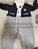 babylove嬰兒連體衣春秋季純棉哈衣男寶寶紳士風(fēng)周歲禮服假兩件衣服 紳士學(xué)院-藍灰 90cm 曬單實(shí)拍圖