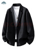 頂峰保羅（Dingfengbaoluo）春季純色休閑西裝外套男士高級感痞帥西服時(shí)尚上衣EX03黑色2XL 曬單實(shí)拍圖