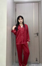 LULUCARTER【廠(chǎng)牌】100%桑蠶絲紅色真絲睡衣結婚款家居服 歡喜紅女 【長(cháng)袖+長(cháng)褲】 【專(zhuān)柜禮盒款】現貨 L 建議【100-120】 曬單實(shí)拍圖