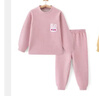 舒貝怡嬰兒衣服秋冬保暖內衣套裝男女寶寶加絨睡衣家居服打底秋衣秋褲冬 公主小熊粉色 【加絨】 120 曬單實(shí)拍圖