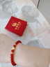 中國黃金（CHINA GOLD）黃金手串女款足金玫瑰花紅瑪瑙手鏈婦女節生日禮物送女友愛(ài)人 玫瑰紅瑪瑙手鏈  約0.2g 曬單實(shí)拍圖