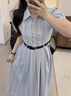 妙奕嘉連衣裙女士裙子女夏季2026年新款夏天新品高檔長(cháng)裙小個(gè)子顯瘦女裙 藍色格紋襯衫連衣裙【配腰帶】 M 【建議85-100斤】 曬單實(shí)拍圖