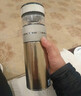 格亞（GEYA）抗菌純鈦茶水分離杯 純鈦保溫杯純鈦杯溫顯泡茶杯子水杯定制禮盒 槍灰色【高檔禮盒】500ml 曬單實(shí)拍圖