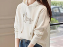 德瑪納【簡(jiǎn)系悠閑派】春季簡(jiǎn)約風(fēng)繡花連帽衛衣寬松藏肉舒適好搭女式上衣 曬單實(shí)拍圖