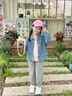 歐姆熊女童牛仔外套春秋款2026新款小童女寶寶洋氣長(cháng)袖上衣兒童春裝衣服 藍色 110 cm 曬單實(shí)拍圖
