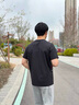 adidas三條紋修身純棉運(yùn)動(dòng)上衣圓領(lǐng)短袖T恤男女夏阿迪達(dá)斯三葉草 黑色   S 曬單實(shí)拍圖