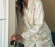 Not Just Pajama禮物推薦 】秋冬真絲睡衣套裝長(cháng)袖兩件套女印花蠶絲家居服 白色印花 M 曬單實(shí)拍圖