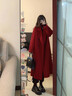 GARNUO紅色雙面羊毛大衣女秋冬季結婚訂婚禮服新娘敬酒服小個(gè)子毛呢外套 紅色 S 【85-110斤】 曬單實(shí)拍圖