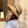 CHANEELR & KARITH防曬帽子女2026新款遮陽(yáng)帽夏季草帽漁夫帽大沿太陽(yáng)帽沙灘防紫外線(xiàn) 本草色-藍帶 均碼 曬單實(shí)拍圖