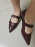 reemoor睿慕氣質(zhì)尖頭平底鞋2026春季新款瑪麗珍鞋秋冬時(shí)尚淺口單鞋女 酒紅色 37 曬單實(shí)拍圖