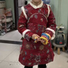 芭米諾漢服女童拜年服兒童過(guò)年服冬裝旗袍冬季新年衣服中國風(fēng) 紅色 130 曬單實(shí)拍圖