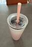 星巴克（Starbucks）粉色薯條杯不銹鋼吸管保溫保冷杯473ml泡茶水杯子女情人節禮物 曬單實(shí)拍圖