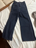 棉致藍色高腰寬松闊腿牛仔褲女春秋季小個(gè)子復古直筒休閑褲子 N21深藍色【常規高品質(zhì)28】 M 98-108斤 曬單實(shí)拍圖