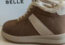 百麗（Belle）時(shí)尚撞色休閑靴女冬季新款商場(chǎng)同款厚底增高高幫鞋E5J1DDD5 棕色-絨里 37 曬單實(shí)拍圖
