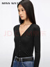 MISS SIXTY2025春季新款短袖針織衫女Polo領(lǐng)短袖短款簡(jiǎn)約氣質(zhì)上衣 黑色 M 曬單實(shí)拍圖