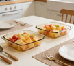 明尚德琥珀色烤盤(pán)雙支裝多功能蒸魚(yú)盤(pán)菜盤(pán)烤箱微波爐可用 烤盤(pán) 琥珀正方形橢圓形烤盤(pán)*2只 曬單實(shí)拍圖