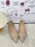 卓詩(shī)尼平底單鞋女2026春新款法式軟底秀禾絕美結婚瓢鞋宴會(huì )尖頭新娘婚鞋 香檳金 37 曬單實(shí)拍圖