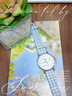 迪士倫學(xué)生考試專(zhuān)用手表女款ins風(fēng)小眾高顏值兒童女孩指針式靜音石英表 星星表藍白格子子+星月手鏈+禮盒 32mm 曬單實(shí)拍圖