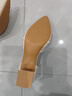斷碼清倉紅青娗真皮包頭涼鞋女鞋2025春夏新款百搭高跟鞋粗跟單鞋 米白色 跟高5公分 34 (220mm) 曬單實(shí)拍圖