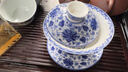 四美堂青花陶瓷蓋碗可懸停泡茶碗纏枝蓮白瓷大號茶碗生日父親節禮物男 曬單實(shí)拍圖