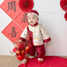G.duck男寶寶周歲禮服春秋中式古風(fēng)唐裝喜慶衣服生日一周歲宴抓周衣服 紅色麒麟三件套 73 建議7-9個(gè)月13-18斤 曬單實(shí)拍圖