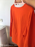 啄木鳥(niǎo)純棉長(cháng)袖t恤女秋冬新款正肩大碼時(shí)尚寬松顯瘦打底衫上衣 橘色 XL 曬單實(shí)拍圖