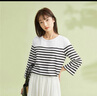 佐丹奴T恤女純棉條紋海軍風(fēng)?；晟篱_(kāi)叉下擺圓領(lǐng)長(cháng)袖t恤女13322802 曬單實(shí)拍圖