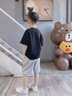 WASSUP WKENG男童夏季套裝2026馬年新款男孩純棉短袖t恤小熊運動(dòng)服兒童夏裝 黑色+灰褲子【款一】 140 140cm 曬單實(shí)拍圖