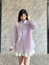 Teenie Weenie小熊女裝襯衫26年春季新款簡(jiǎn)約優(yōu)雅學(xué)院風(fēng)外套式襯衣 淺紫色 S 曬單實(shí)拍圖