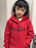 沃蘭迪Kids樂(lè )高抓絨連帽衛衣童裝男女小大童親膚舒適休閑套頭連帽上衣 紅色 150 曬單實(shí)拍圖