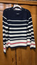 納維凱爾意大利小帆船女士條紋針織衫寬松圓領(lǐng)毛衣2334005509藍白XL 曬單實(shí)拍圖