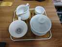 羊脂玉白瓷功夫茶具套裝家用辦公泡茶壺蓋碗茶杯陶瓷高檔輕奢送禮 陶瓷玉蘭杯7件套 曬單實(shí)拍圖