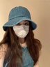法派水洗牛仔帽大頭圍女夏季水桶帽子男牛仔漁夫帽深藍色 均碼 曬單實(shí)拍圖