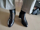 富貴鳥(niǎo)真皮女鞋春夏季皮鞋女粗跟網(wǎng)紗短靴子高跟女士百搭媽媽鞋鏤空涼鞋 FN0204/0031N黑色 （跟高5.8CM） 37 曬單實(shí)拍圖