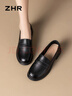 ZHR單鞋女春秋經(jīng)典粗跟樂(lè )福鞋女學(xué)院風(fēng)百搭鞋子女黑色皮鞋KM25黑色38 曬單實(shí)拍圖