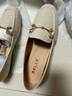百麗羊皮英倫風(fēng)樂(lè )福皮鞋平底豆豆女復古單鞋A7H1D 米白 37 曬單實(shí)拍圖