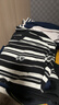 李寧純棉圓領(lǐng)寬松短袖文化衫男女同款條紋拼色休閑運動(dòng)上衣ATSV515 曬單實(shí)拍圖