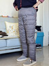 雪中飛女士羽絨褲秋冬保暖休閑松緊腰羽絨長(cháng)褲女灰色170 曬單實(shí)拍圖