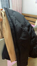 艾萊依羽絨服女假兩件短款連帽寬松時(shí)尚保暖棒球服外套 炭黑160 曬單實(shí)拍圖