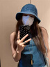法派水洗牛仔帽大頭圍女夏季水桶帽子男牛仔漁夫帽深藍色 均碼 曬單實(shí)拍圖