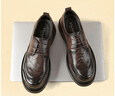 星期六男鞋頭層牛皮商務(wù)正裝皮鞋系帶通勤百搭皮鞋男 棕色 42  曬單實(shí)拍圖