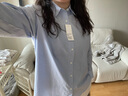 優(yōu)衣庫女裝全棉襯衫/長(cháng)袖襯衣薄外套通勤長(cháng)絨棉479078 62 粉藍色 2XL 曬單實(shí)拍圖