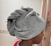 MUJI 干發(fā)帽 加厚型 包頭巾 浴帽 干發(fā)巾 新品 淺灰色 曬單實(shí)拍圖