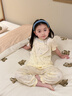 英氏（YEEHOO）兒童家居服套裝夏季女童短袖長(cháng)褲居家服10A抗菌莫代爾睡裙 花町漫語(yǔ)套裝（短袖+長(cháng)褲） 120 曬單實(shí)拍圖