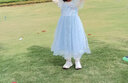 ASK JUNIOR女童連衣裙夏季薄款兒童裙子經(jīng)典時(shí)尚網(wǎng)紗公主裙 藍色 130 曬單實(shí)拍圖