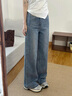 ONLY2026春季新款酷感復古水洗高腰寬松直筒牛仔褲女|126132098 J33 350水洗牛仔藍 S S褲長(cháng)減短 曬單實(shí)拍圖