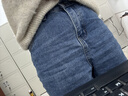 真維斯（Jeanswest）牛仔褲女秋冬闊腿直筒高腰垂感窄版顯瘦百搭長(cháng)褲女深藍色M 曬單實(shí)拍圖