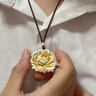 足銀9999牡丹花實(shí)心純銀吊墜描金新中式國風(fēng)輕奢項鏈百搭送禮物 牡丹實(shí)心吊墜約19克  送編繩證書(shū)禮盒 曬單實(shí)拍圖