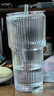 高顏值豎條紋水杯玻璃杯帶蓋帶吸管茶杯家用 豎紋竹節杯 600ml 1只 曬單實(shí)拍圖